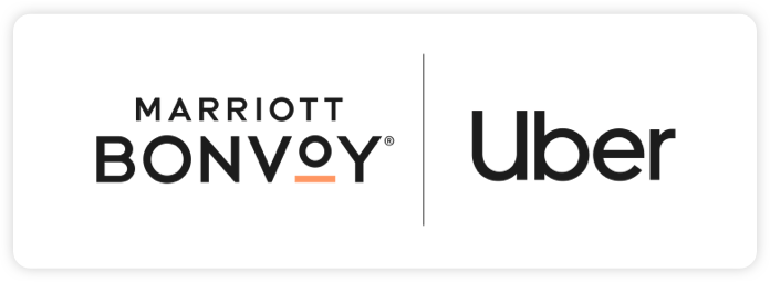 Marriott Bonvoy and Uber logos.